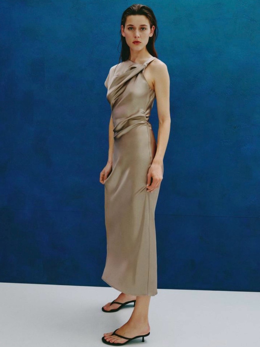 Zara One Shoulder Drape Detail Dress